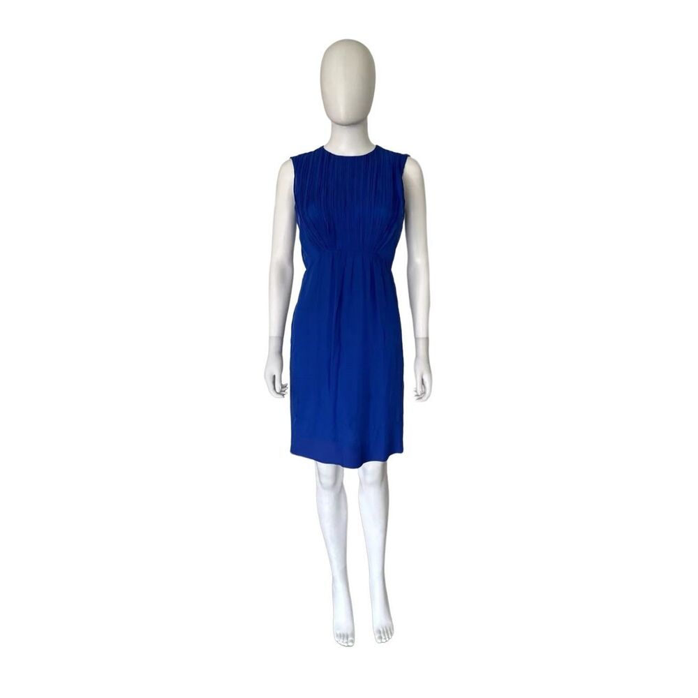 BALENCIAGA Blue Silk Vintage Knee Length Sleeveless Dress Size Small 2010 - Picture 11 of 13